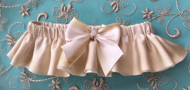 Hand-Dyed Bridal White Silk Satin Garter